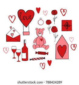 Valentine's Day set.  Vector illustration.