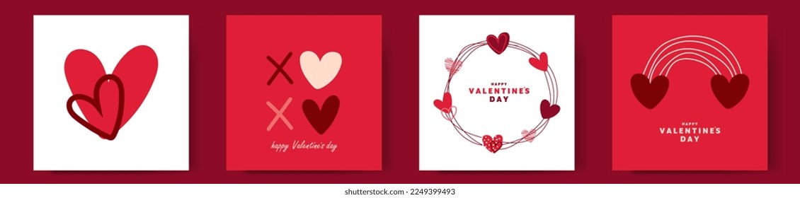 Valentine's day set. Vector illustrations for greeting cards, backgrounds, posters.