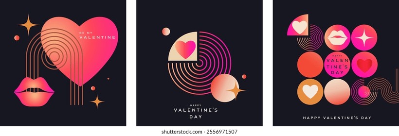 Valentine's day set. Vector illustrations for greeting cards, backgrounds, posters.