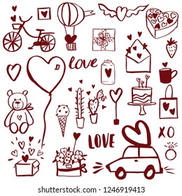 Valentine's Day set.  Vector sketch  illustration.