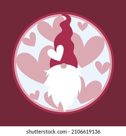 Valentine's Day shadow box vector, valentine gnome 3D design