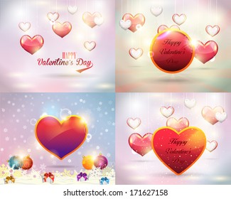 Valentine's Day Shine Lighting Background Vector Design Set
