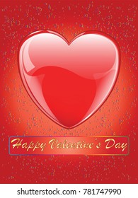 Valentine`s day - shiny heart on original abstract background - vector art illustration.