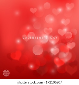 Valentine's day shiny red background, vector illustration