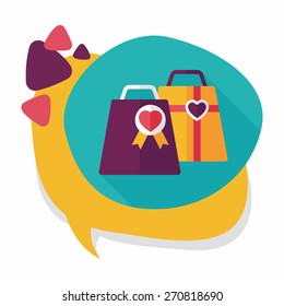 Valentine's Day shopping bag flat icon with long shadow,eps10
