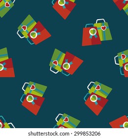 Valentine's Day shopping bag flat icon,eps10 seamless pattern background