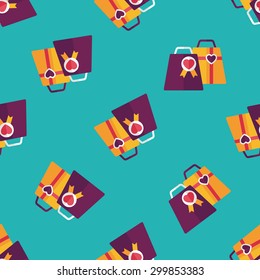 Valentine's Day shopping bag flat icon,eps10 seamless pattern background