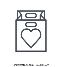 Valentines day shopping bag icon suitable for info graphics, websites and print media. Vector, flat icon, clip art.