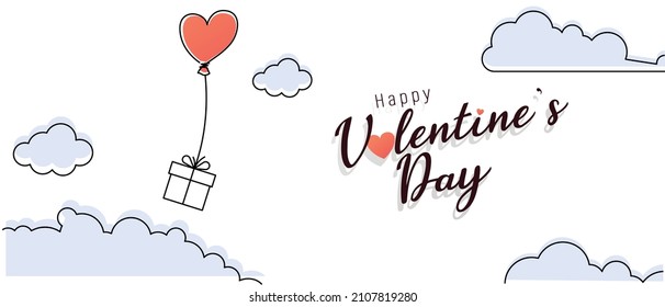 Cartel de compras y vectores de regalo del día de San Valentín. Venta de descuento de texto concepto de compra de promoción de día de San Valentín. vector modificable.