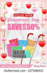 Valentines Day Shopping Sale greeting card banner