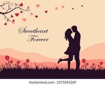 Valentine's Day Silhouette Design of Couple