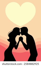 Valentine's Day Silhouette Design of Loving Couple. 