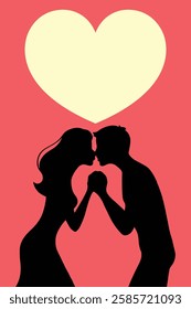 Valentine's Day Silhouette Design of Loving Couple. 