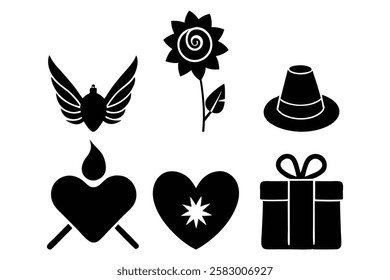 valentine's day silhouette element vector art illustrator