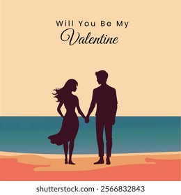 Valentine's Day Silhouette Minimal Vector Design of loving Couple