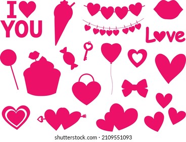 Ilustración vectorial de las siluetas del día de San Valentín