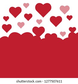 Valentine's Day Simple background design with lots of flying hearts. vector illustration.