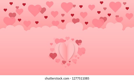 Valentine's Day Simple background design with lots of flying hearts. vector illustration.