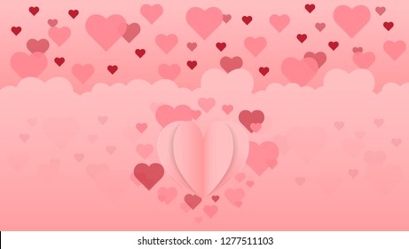 Valentine's Day Simple background design with lots of flying hearts. vector illustration.