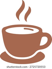 Valentine's Day simple brown hot coffee icon;