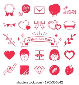Conjunto de iconos simples del día de San Valentín