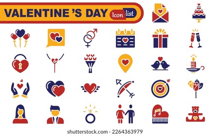 Valentines Day simple icons vector set. 
