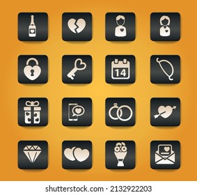 Valentines day simply symbols for web icons