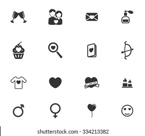 Valentines day simply symbols for web icons