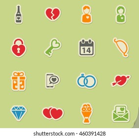 Valentines day simply symbols for web icons