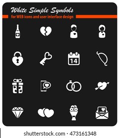 Valentines day simply symbols for web icons