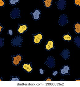 Valentine':s day. Sketch heart elements on blue, black and yellow colors. Romantic seamless. Vector illustration. Love repeated backdrop for girl, textile, clothes, wrapping paper.