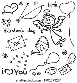 valentine's day sketches, vector illustration