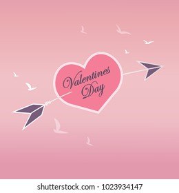 Valentine's day. Sky background with heart. Vector illustration.
Arrow in the heart.