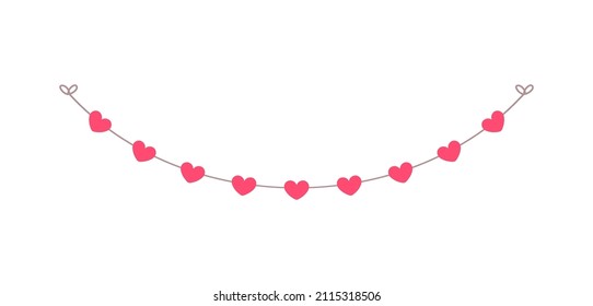 Valentine's Day small hearts banner bunting vector illustration clipart