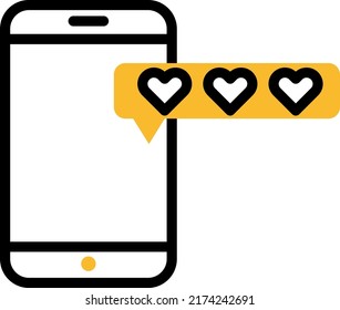 Valentines day sms, illustration, vector on a white background.