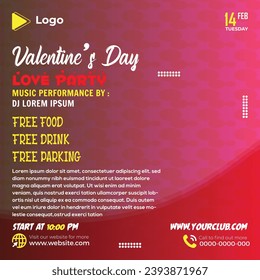 Valentine's day social media facebook post | valentine's day banner design | promotion love night valentine instagram post | couple post design | night party facebook template 14 february post design