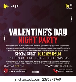 Valentine's day social media facebook post | valentine's day banner design | promotion love night valentine instagram post | couple post design | night party facebook template 14 february post design