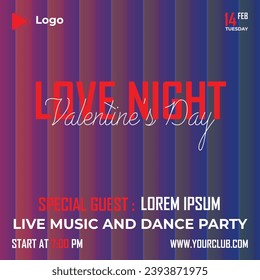 Valentine's day social media facebook post | valentine's day banner design | promotion love night valentine instagram post | couple post design | night party facebook template 14 february post design