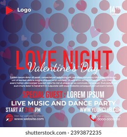 Valentine's day social media facebook post | valentine's day banner design | promotion love night valentine instagram post | couple post design | night party facebook template 14 february post design