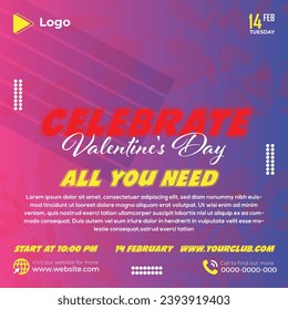 Valentine's day social media facebook post | valentine's day banner design | promotion love night valentine instagram post | couple post design | night party facebook template 14 february post design