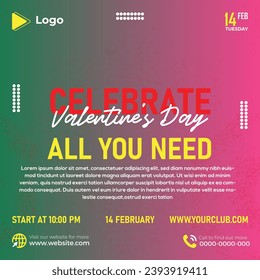 Valentine's day social media facebook post | valentine's day banner design | promotion love night valentine instagram post | couple post design | night party facebook template 14 february post design