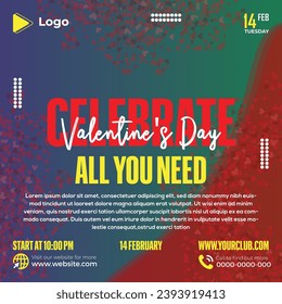 Valentine's day social media facebook post | valentine's day banner design | promotion love night valentine instagram post | couple post design | night party facebook template 14 february post design