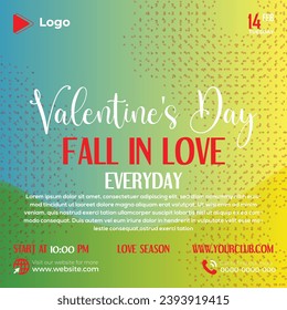 Valentine's day social media facebook post | valentine's day banner design | promotion love night valentine instagram post | couple post design | night party facebook template 14 february post design