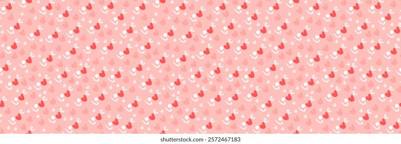 Valentine's Day. Soft pink seamless rectangular background with hearts. Love. Place for text, for congratulations, advertising, discounts. Colorful vector illustration.