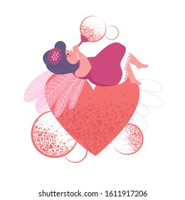 Valentine's day. a sorceress with a heart. vector image of a fairy-tale character