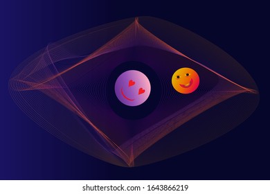 Valentine's Day in space, cartoon. Vector illustration eps