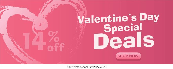 valentine's day special delas banner template. abstract love heart shape with text. vector illustration