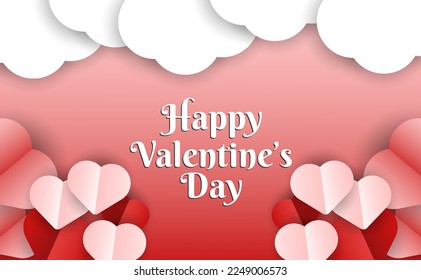 Valentine's day special greeting card design poster or banner, happy valentine day sale for header in red and white color with cloud and love or heart icon