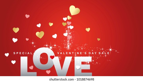 Valentine's Day special love sale firework red banner card