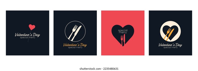 Valentine's Day special menu set. Modern minimal design.